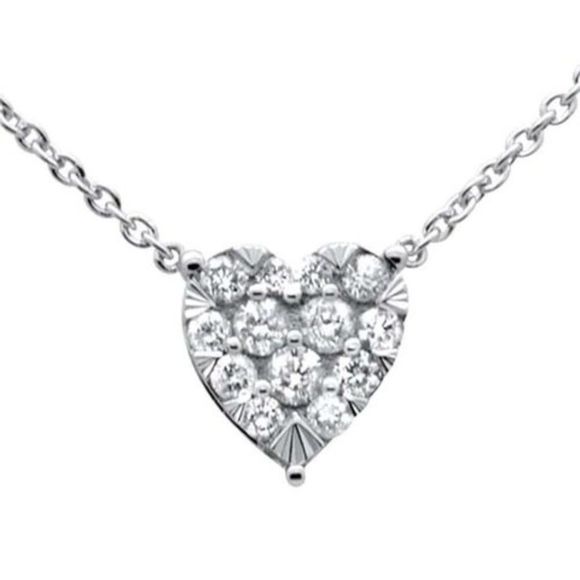 .34ct G SI 14K White Gold Heart Shaped Pendant Necklace 16\